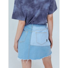 패치 연청데님 숏 스커트