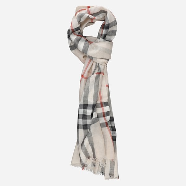 [시흥점] 6S 8078782 A5129 체크 울 실크 스카프 스톤