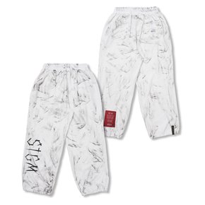 Dirty Washed Wide Jogger Pants White