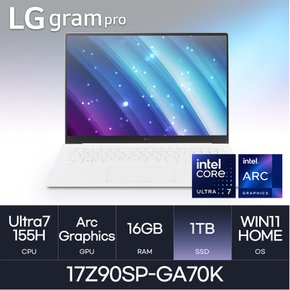 LG전자 그램 프로17 17Z90SP-GA70K (WIN11HOME/SSD 1TB/RAM 16GB) HMC