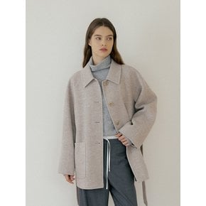 BELTED HALF HANDMADE COAT - Beige