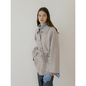 BELTED HALF HANDMADE COAT - Beige