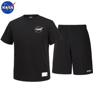 NASA 나사 남녀공용 면 반팔티+면 반바지 상하세트 N-161UBK+N-062PBK 남자 여성 티셔츠 숏팬츠