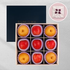 [9/22일 오전10시 주문마감][신세계 오늘의과일]프리미엄 사과+배 혼합세트4kg (사과5입, 배4입)_신세계보자기&외피박스