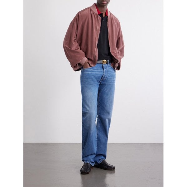 리브 니트 트림 실크 포플린 블루종 재킷 46376663163057563