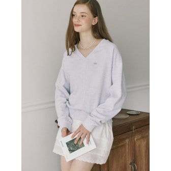 아워호프 V-neck Cotton Sweatshirt - Light Grey