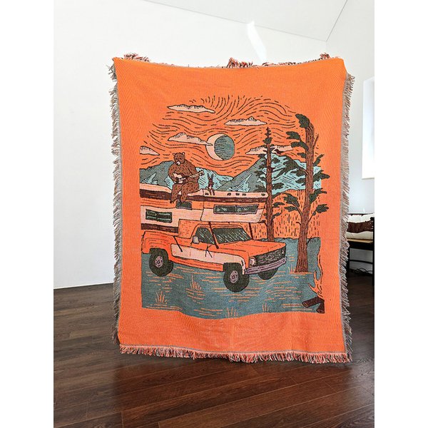 오렌지 캠프랜드 직조 아트 블랭킷