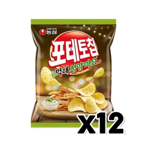 농심 포테토칩 먹태청양마요맛 봉지스낵 50g x 12개