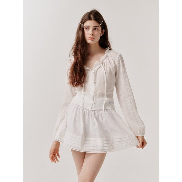 Frill Ribbon Blouse (white)