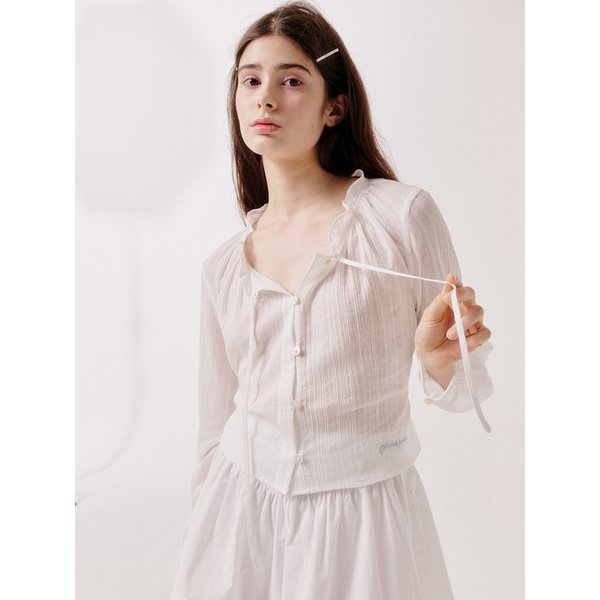 Frill Ribbon Blouse (white)