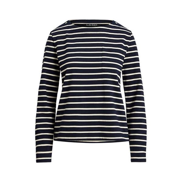 스트라이프 저지 스냅 트림 보트넥 탑(WMLRKNIS6820206410)