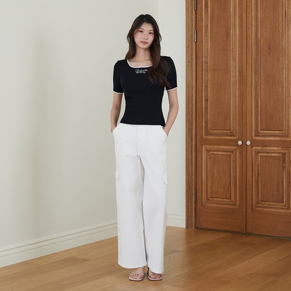 [시흥점] 여성 로즈레터링 배색 반팔니트 (ES2OKH51)