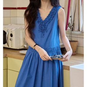 플라워러플브이넥 민소매 롱원피스 8407C4_P422779583