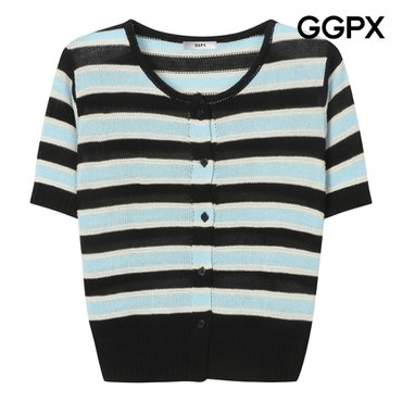 GGPX 캐주얼 블록 반팔 니트 가디건 (GP7KG009F)
