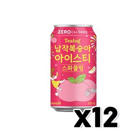 티로그 납작복숭아 아이스티 스파클링 제로 캔음료 355ml x 12개