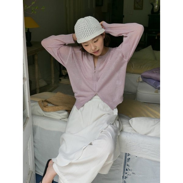 Rainbow Two-Way Zip-Up Cardigan_Pink