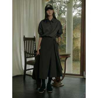 세이지먼트 PAM WRAP LONG SKIRT_CHARCOAL