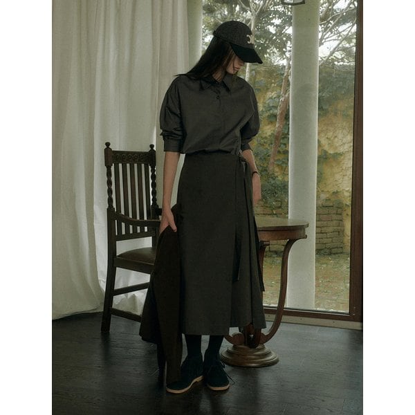 PAM WRAP LONG SKIRT_CHARCOAL