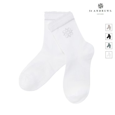 세인트앤드류스 [20%가격인하] 화이트 여성 별 심볼 레이스 믹스 중목 양말 821D3SC052_WH