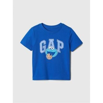 갭 베이비갭 GAP 124 Sesame Street 로고 티셔츠 반팔 radiant 블루 cookie 몬스터 9179627