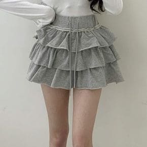 쭈리셔링캉캉 허리스트링 밴딩스커트 치마바지 여성데일리 러블리캐주얼 프릴팬츠_P391358687