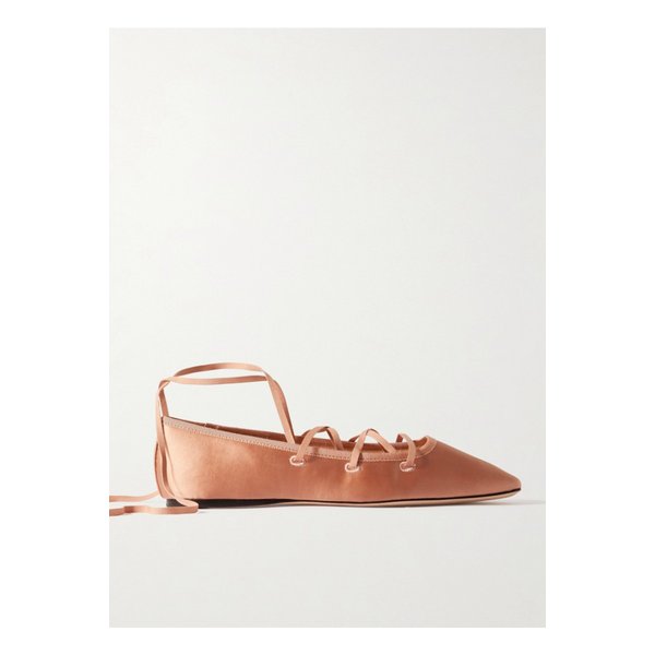 로플러 랜달 루이사 레이스업 새틴 발레리나 플랫 슈즈 1647597352680201