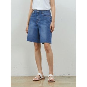 DENIM EDGE CUT INNER COLOR SHORTS BLUE