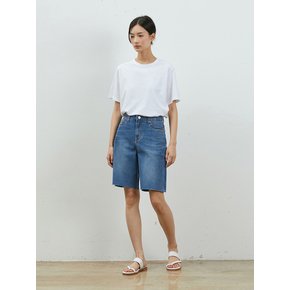 DENIM EDGE CUT INNER COLOR SHORTS BLUE