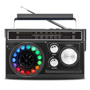 에디토 레트로 아날로그 디스코 라디오 LED 블랙 손전등 FM AM 블루투스 스피커 CRF-30B