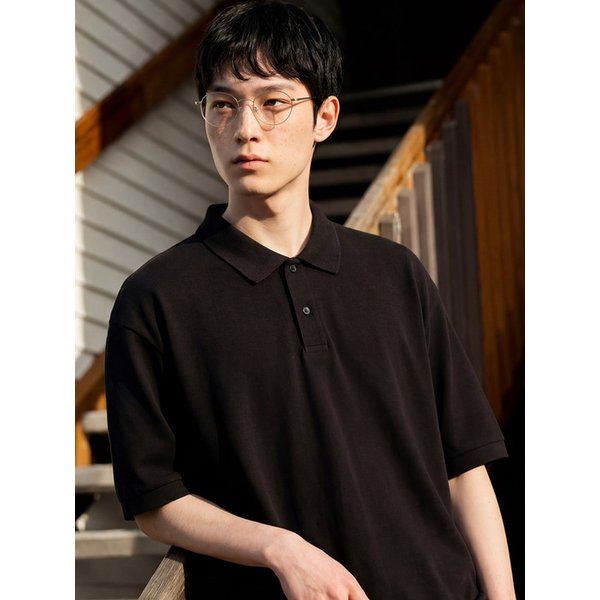 어던트 실켓 카라 반팔 블랙 ISST1568