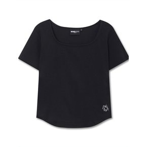 CURVED SQUARE NECK TOP BLACK