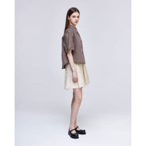 [파주점] [송지오우먼]송지오 컬렉션 오키드 엠브로이드 하프 데님 셔츠 브라운 WH3SH731BR