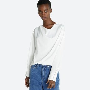 DRAPED OPEN BACK BLOUSE WHITE