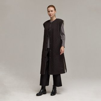 신세계라이브쇼핑 [플리츠미] 드롭 숄더 리버시블 퀼팅 롱 베스트_PDVTW025004