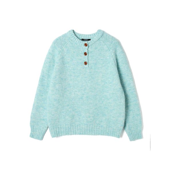 여성 헤어리 헨리넥 니트 (GREEN) (HC2LKC2)