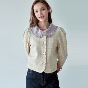 GOLD PEARL TWEED JACKET_LIGHT BEIGE