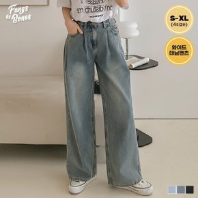 팡스앤본즈 여성 빈티지 더블 핀턱 와이드진 데님팬츠 청바지 3컬러 PBSW1007