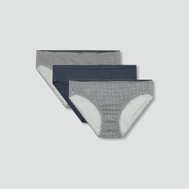 JAJU 25 S/S 신상품  JAJU  여 코튼 체크 힙허거 팬티 3매  J41N901219