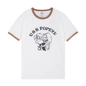 와일드 동키 남성 뽀빠이 워시드화이트/네이비 반팔티 T-POPEYE LIGHT WASHED WHITE/NAVY