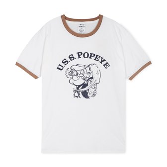 와일드동키 와일드 동키 남성 뽀빠이 워시드화이트/네이비 반팔티 T-POPEYE LIGHT WASHED WHITE/NAVY