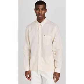 4973060 Lacoste Reg Fit Linen Casual Button Down Shirt