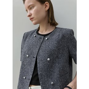 (JK-2943)DOUBLE BUTTON TWEED JACKET