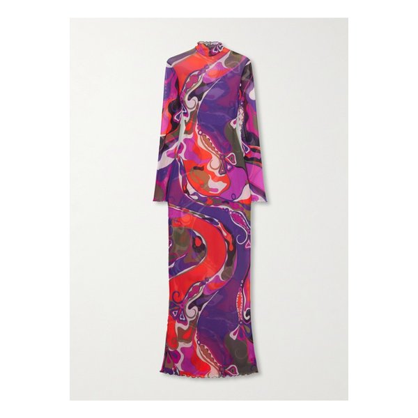 프린트 튤 맥시 드레스 멀티컬러 46376663162932323