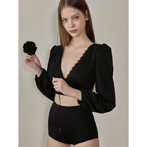 엘레스 롱슬리브 레이스 비키니 - Black