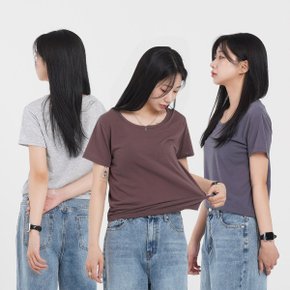 여성 반팔티 무지 얇은 기본 여름 흰티 스판 라운드 이너 쿨티 루즈핏_P401116887