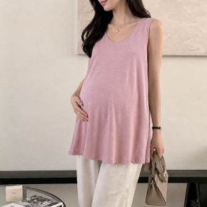 슬라브 시원한 A라인 플레어 민소매 임산부 나시 여리핏 티셔츠 S317_P430377055