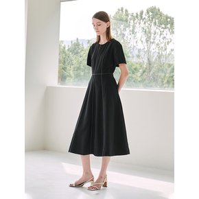 Stitch Flare Dress - Black