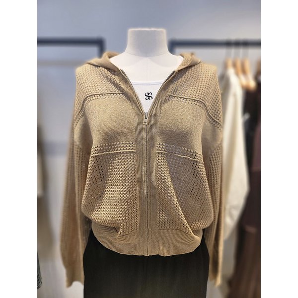 [여주점] 펀칭 메탈사 후드 니트 집업 가디건(SAKCC2631)