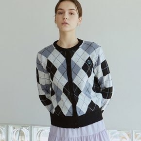 ARGYLE KNIT CARDIGAN_BLACK