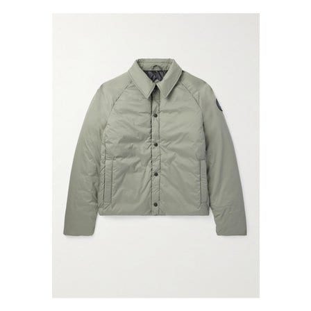 캐나다구스 로지 로고 아플리케 페더 라이트 립스탑 셸 다운 재킷 그린 46376663162932253